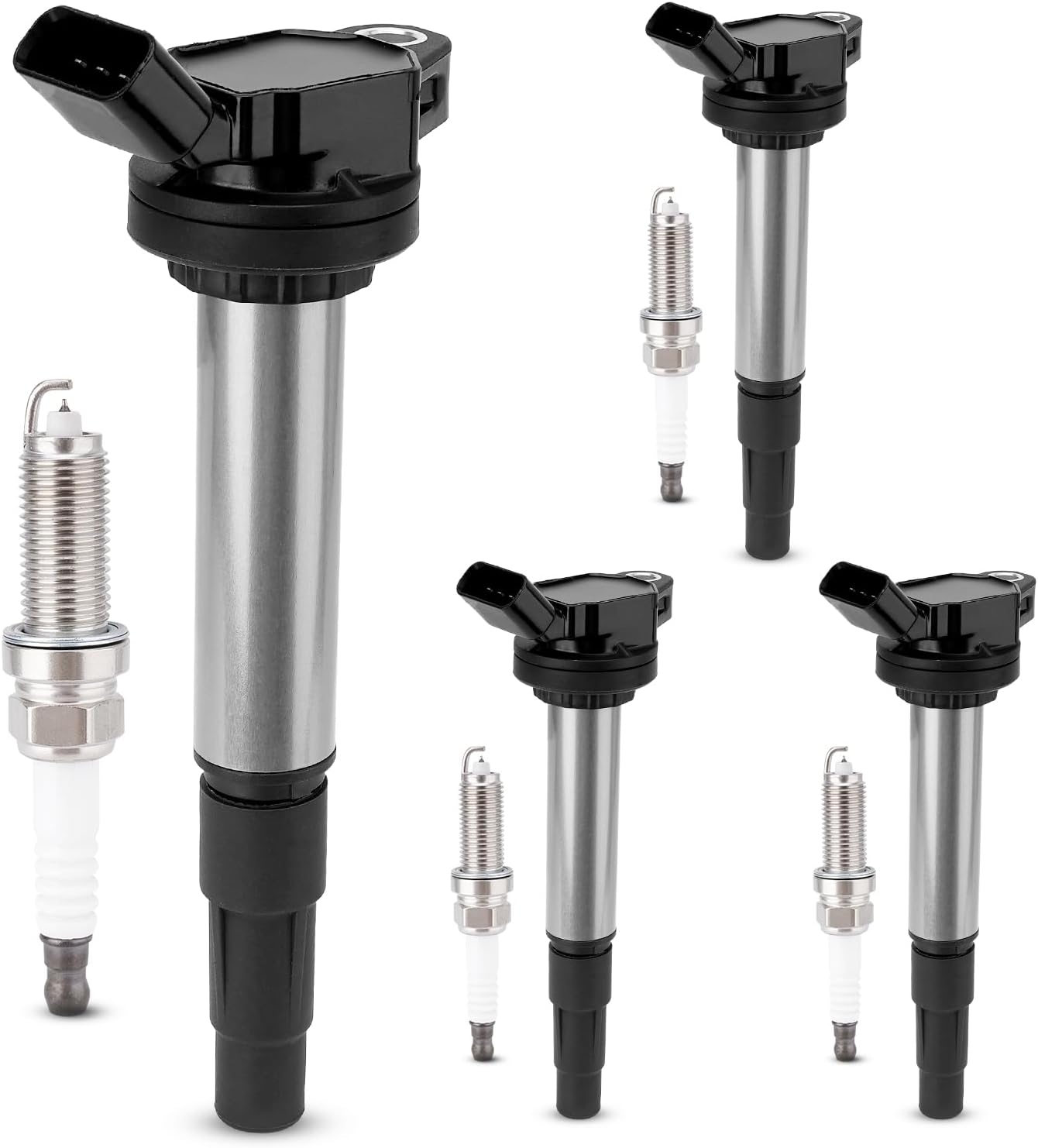 Sets of 4 UF596 Ignition Coil and 93501 Double Iridium Spark Plug Compatible with Toyota Corolla Prius Matrix CHR 2009-2017 Lexus CT200h 2011-2016 Scion iM xD Pontiac Vibe 1.8 L4 Replace# UF619