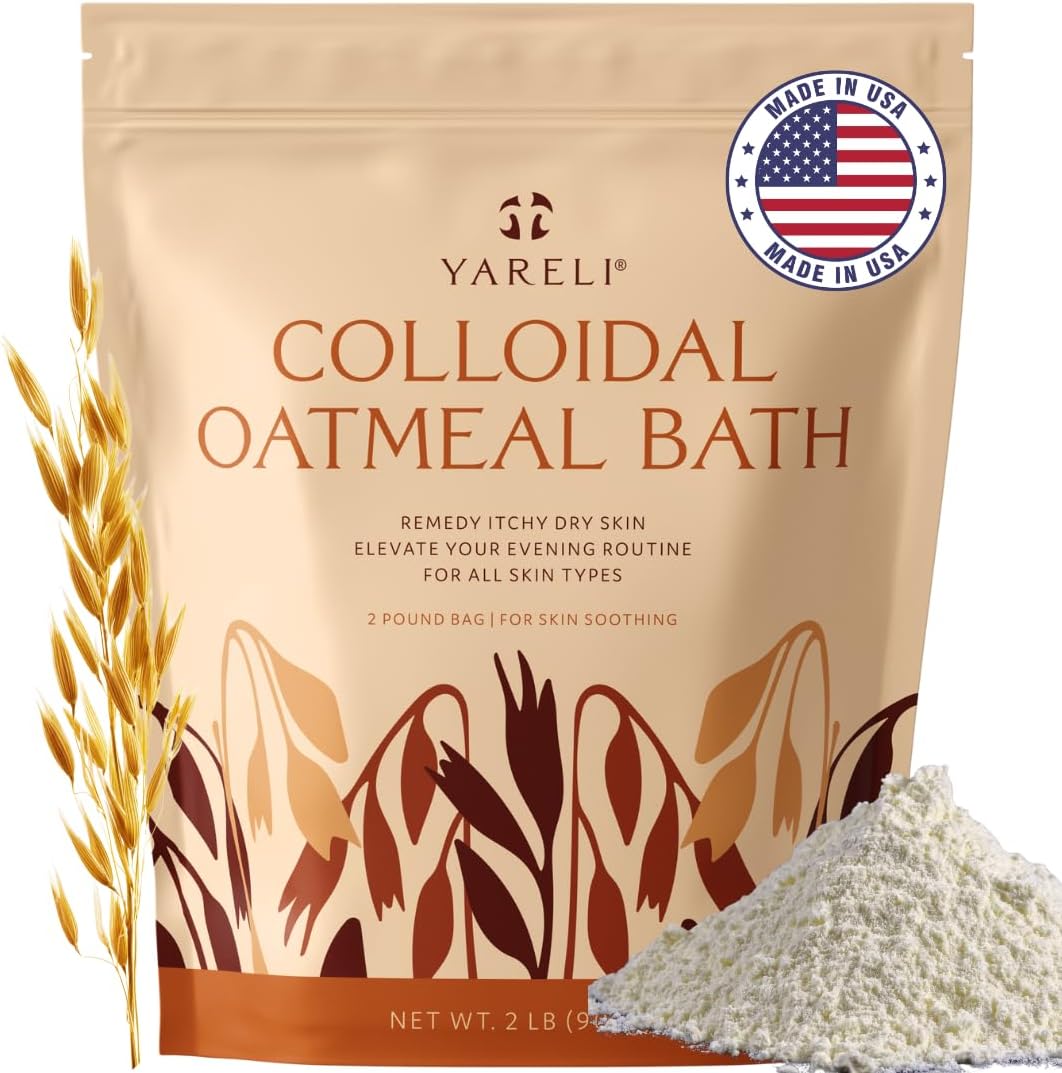 Colloidal Oatmeal, 2lb (32oz), Bath Powder for Relief of Dry Itchy Skin Due to Eczema and Psoriasis, for Adults, Baby and Kids