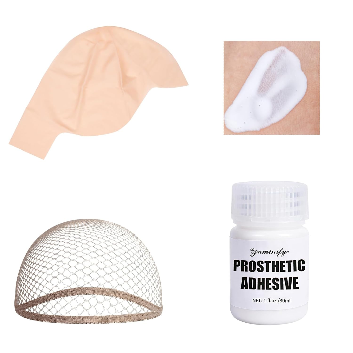 Medium Latex Bald Cap SFX Makeup Kit,Bald Wig Cap with Skin Water-Based Skin Adhesive (Bonding Skin Glue) for Women & Kids,Perfect for Halloween Costumes, Cosplay, and Theater