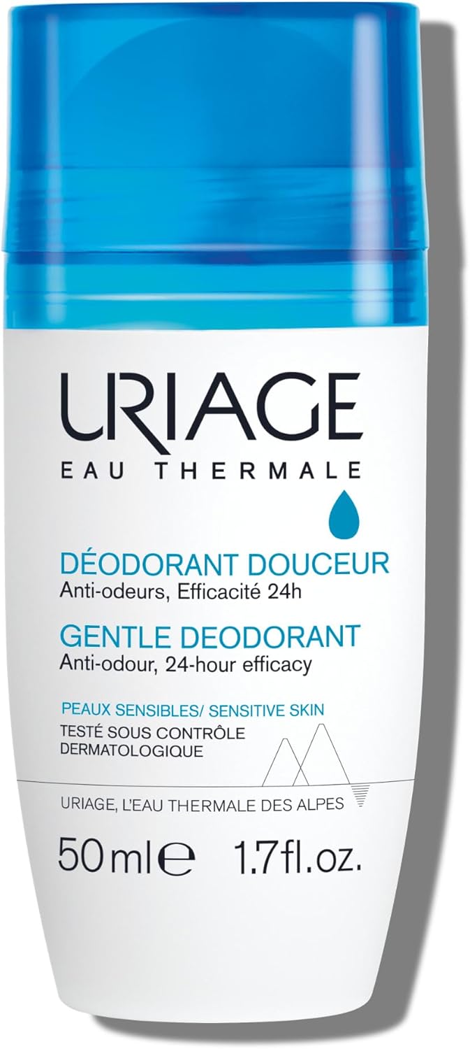 Uriage Gentle Roll-On Deodorant 50ml - Anti-Odor, 24h Efficacy - Sensitive Skin - Aluminium-Free, Enriched in Antibacterial Actives - Reduces Perspiration, Controls Odor Without Drying the Skin