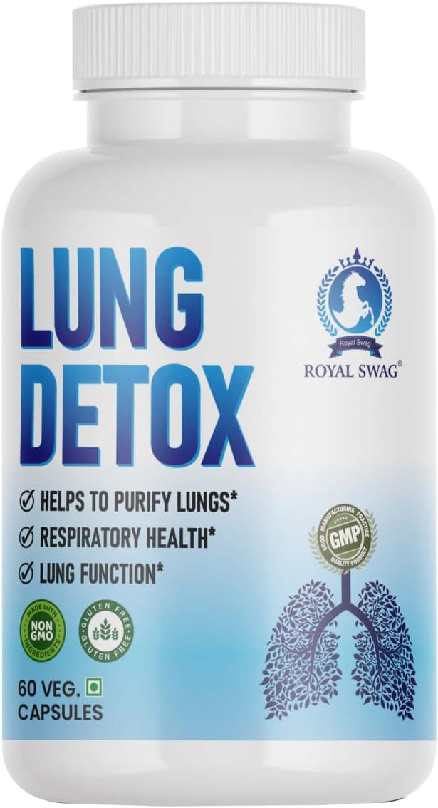Royal Swag Lung Cleanse and Detox Capsule 60 Pcs Pack- Natural Respiratory Support Supplement for Smokers & Non-Smokers Support Lung Health and Detoxification