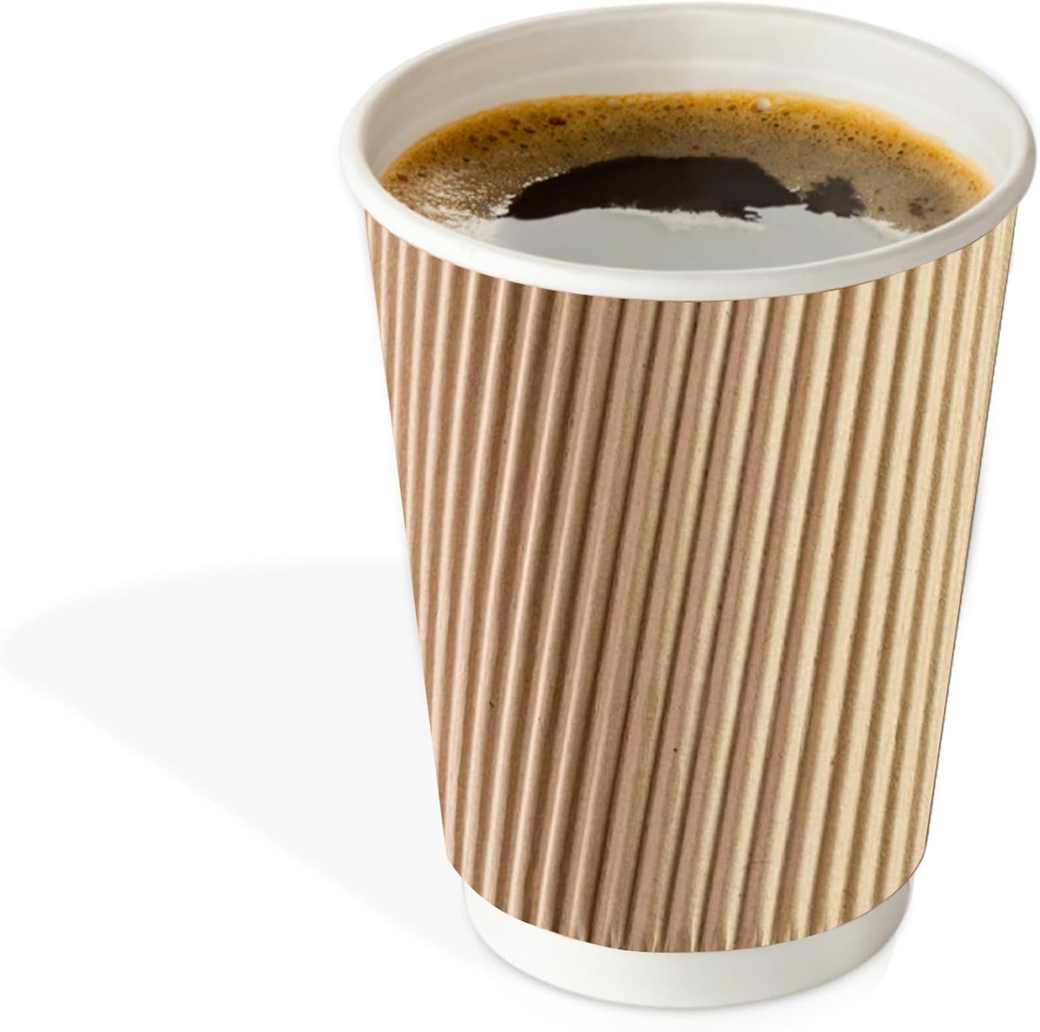 We Can Source It Ltd - 500 x 12oz Ripple Brown Kraft Paper Cups - Strong 3-PLY Disposable Insulated Coffee Cups - Leak-Proof Recyclable Drinking Cups for Hot Drinks, Tea, Coffee and Beverages