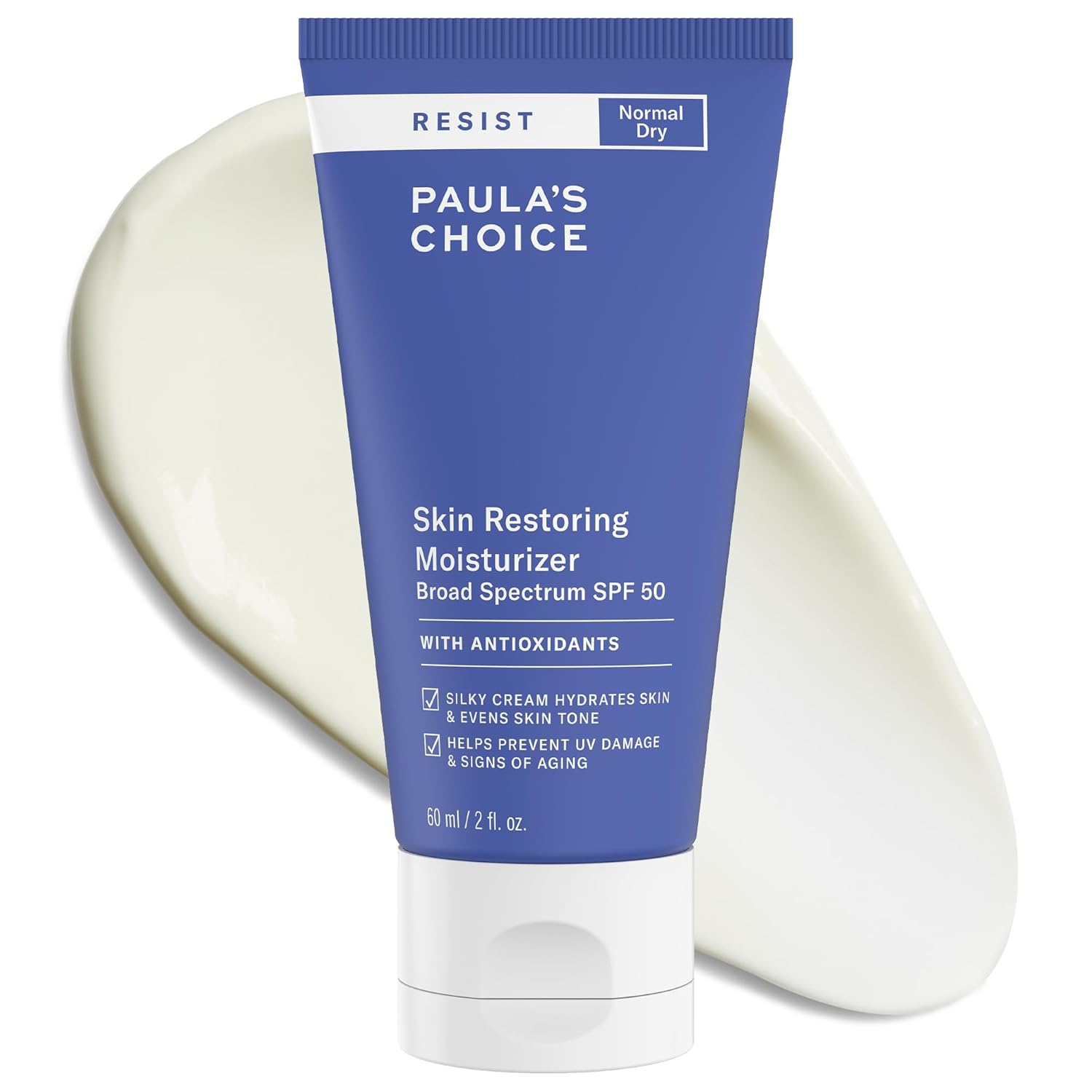 Paula's Choice RESIST Anti-Aging Skin Restoring Face Moisturizer & Sunscreen for Face, SPF 50 Sunscreen for Dry Skin with Shea Butter & Niacinamide, UVA/UVB Protection, Fragrance Free, 2 Fl Oz