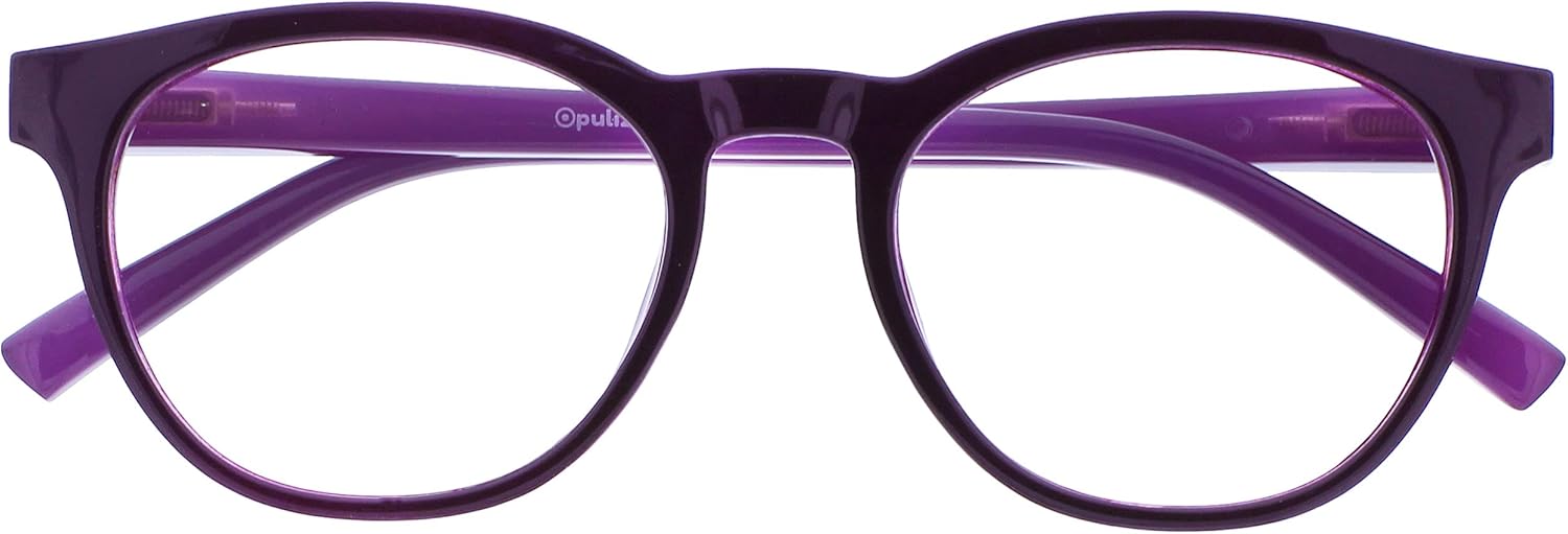 OPULIZE BLU Blue Light Blocking Reading Glasses for Women Men, Cool Round Frame with Anti-Glare Computer and Gaming Eyewear, UV and Eyestrain Protection, Purple +2.50 (Pack of 1)
