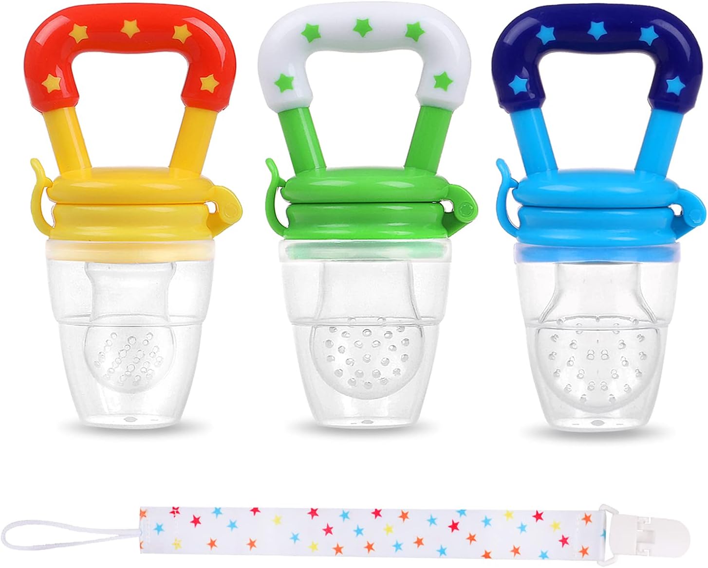 Baby Fruit Feeder JUYOO Weaning Dummies Set Include 3 Pcs Food Feeder Pacifiers with Pacifier Clips Teething Dummy for Babies Infant Toddlers