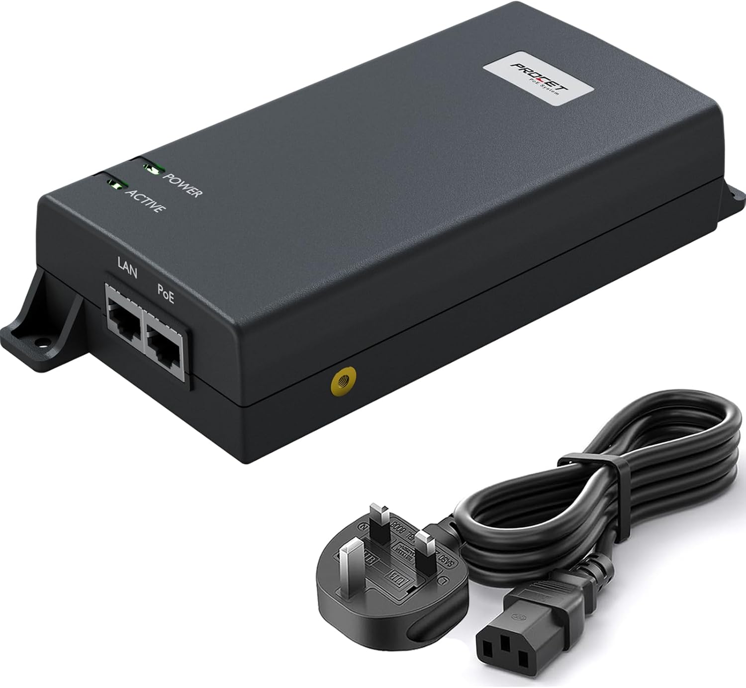 PROCET Gigabit PoE Injector 6KV Surge Protection IEEE802.3bt 60W PoE++ Power Supplyfor IP Camera, Wireless AP, IoT, Kiosks, PT-PSE106GW-AR