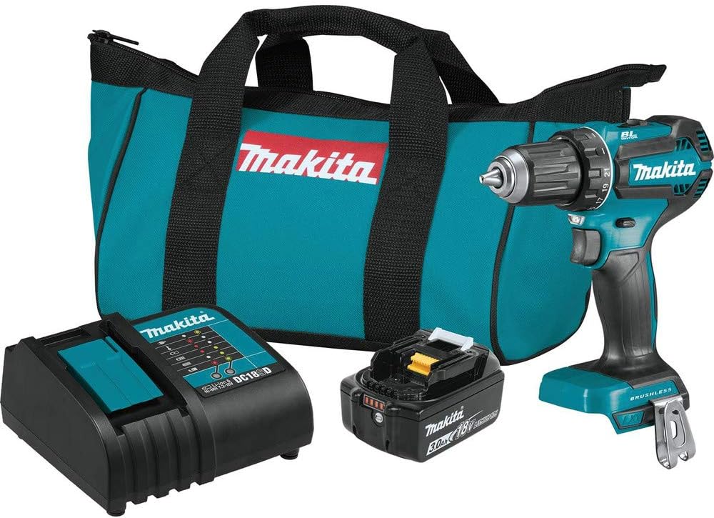 Makita XFD131 18V LXT® Lithium-Ion Brushless Cordless 1/2" Driver-Drill Kit (3.0Ah), Variable Speed