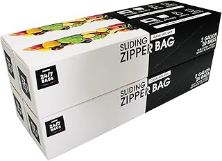 2 Gallon Slider Jumbo Storage Bags- 80 Count, Featuring Expandable Bottom, Zero BPA, Microwave-Safe(4 boxes of 20)