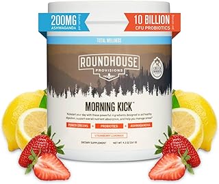 by Chuck Norris Morning Kick, Greens Superfood Powder Supplement with Ashwaganda, Collagen, Probiotics, Supports Energy Levels, 30 Servings (Strawberry Lemonade)