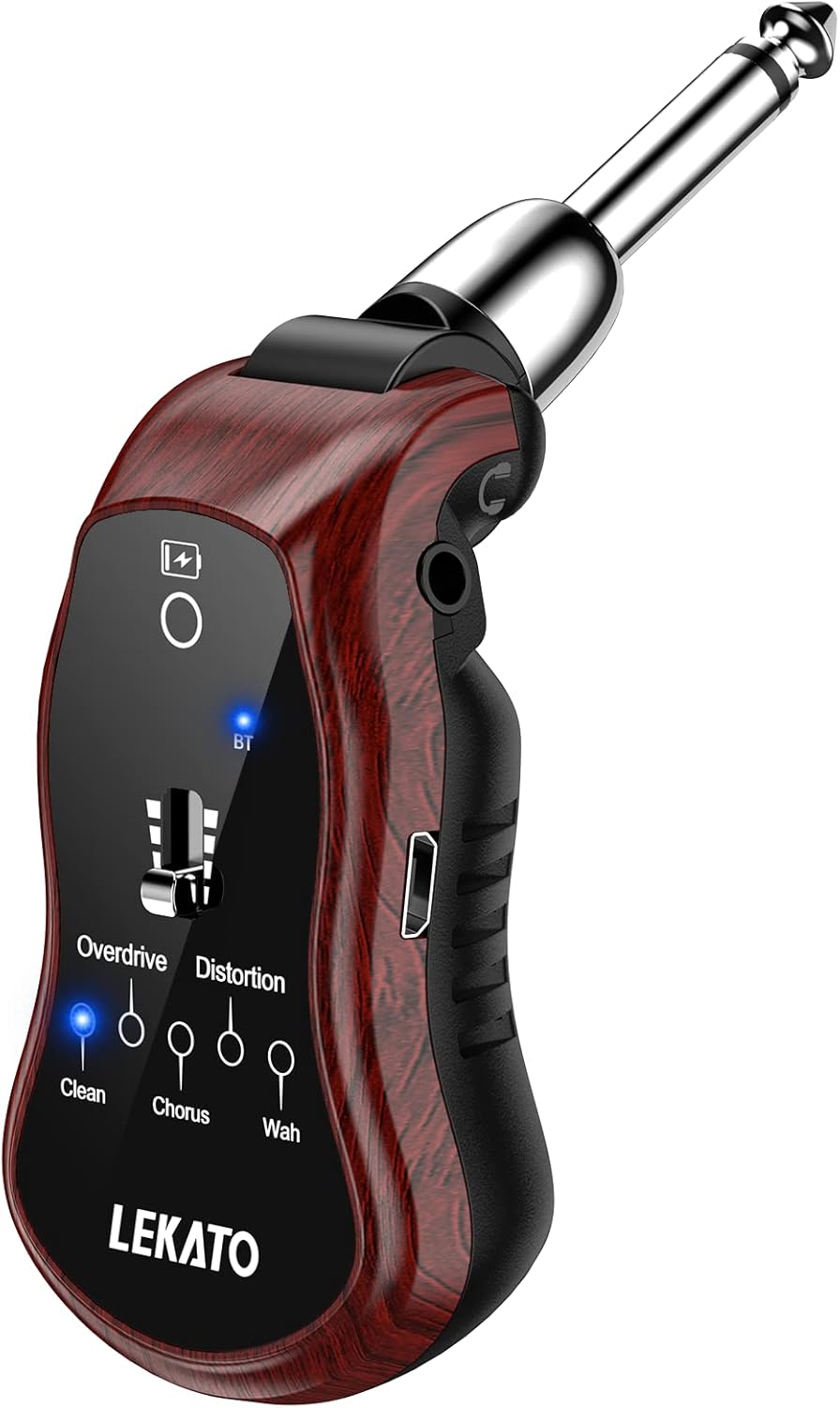 LEKATO Mini Guitar Amplifier Rechargeable Pocket Amp with Bluetooth, Multi Effects Clean Chorus Overdrive Distortion and Wah