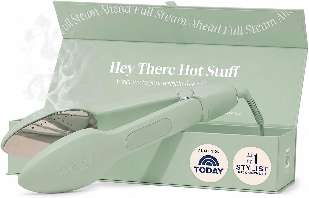 Nori Press Travel Steam Iron - Handheld Iron With 6 Fabric Settings - Green