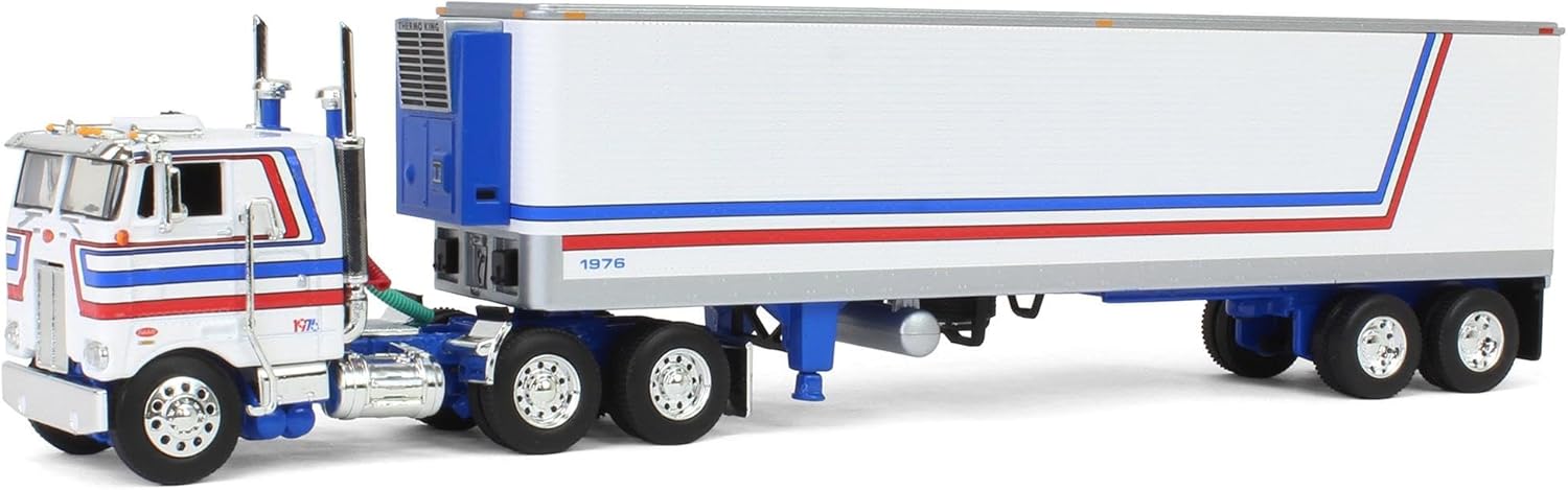 DCP First Gear 1/64 Peterbilt 352 COE with 40ft Vintage Reefer Trailer, USA Bicentennial Patriot 69-1920