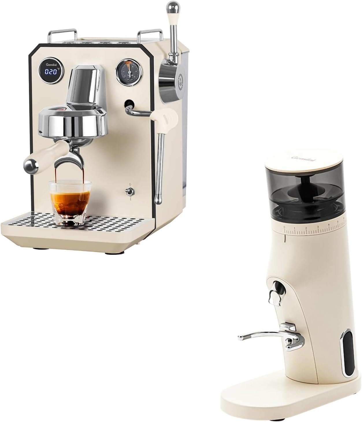 Gemilai Espresso Machine & Electric Coffee Grinder Bundle for Cappuccino, Latte