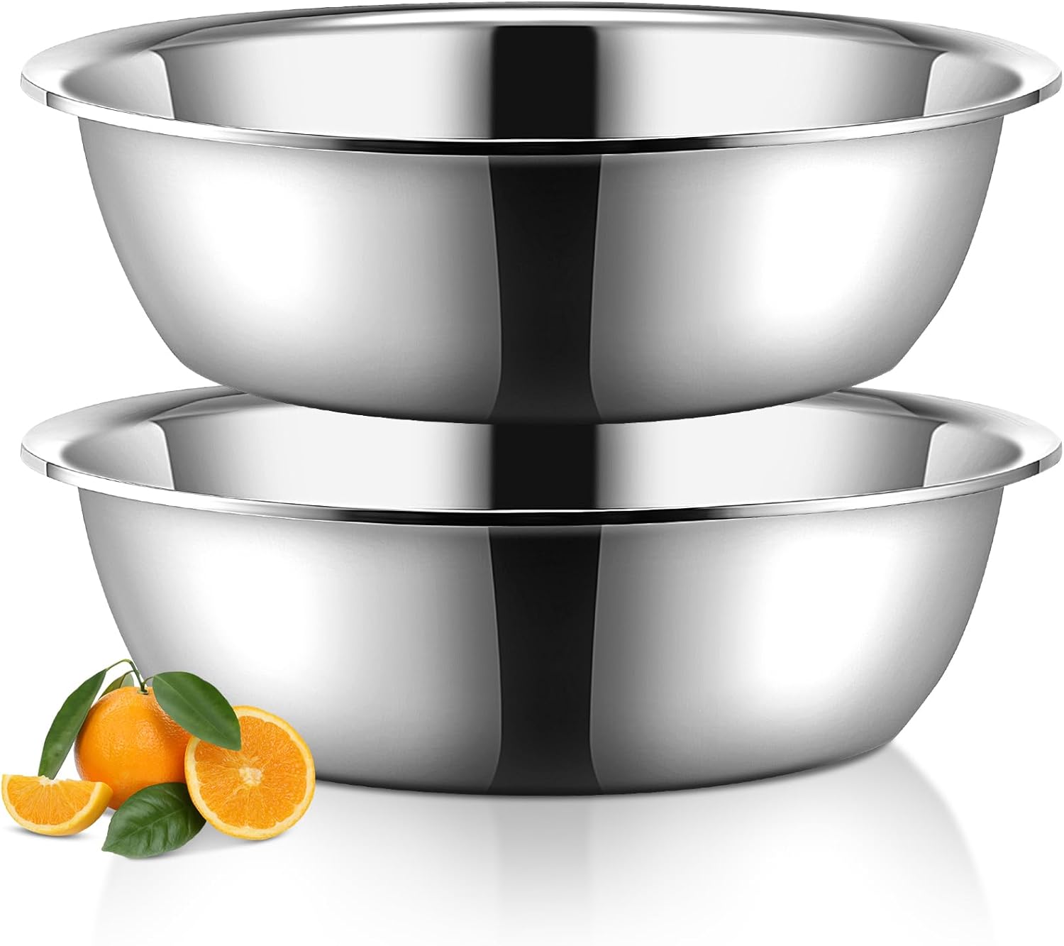 Yungyan 2 Pieces Stainless Steel Mixing Bowl Oversized All Purpose Steel Bowl Metal Bowl for Christmas Serving Baking Marinating Cooking (22 Inches in Diameter, 6.38 Inches in Height)