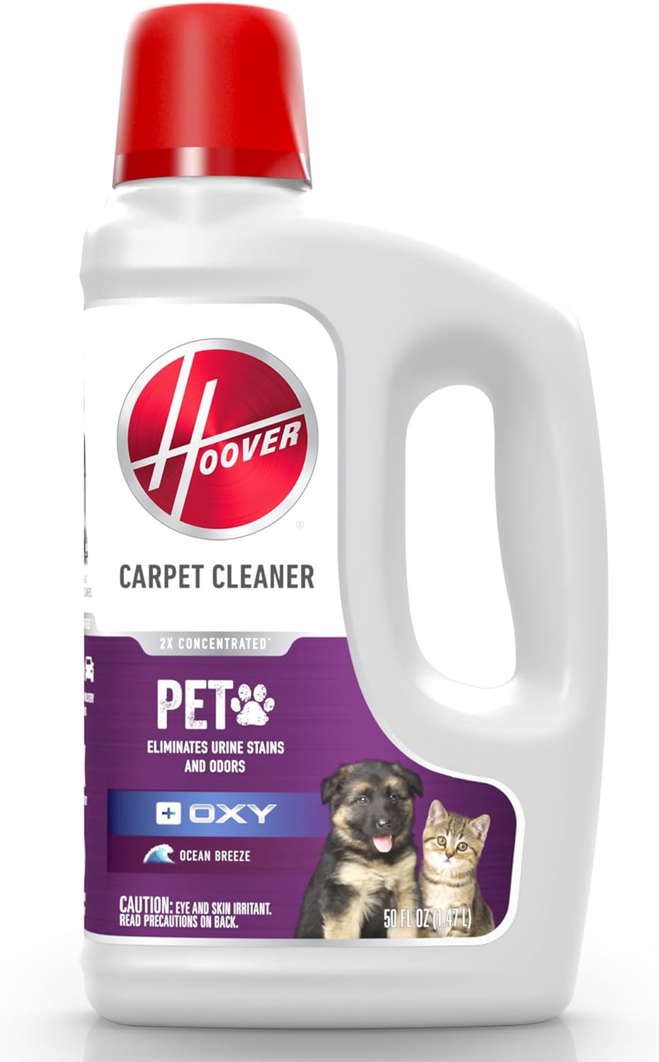Hoover Oxy Pet Carpet Cleaner Solution, 50 oz., Ocean Breeze Scent, Deep Cleaning Carpet Shampoo Solution, Eliminates Urine Stains and Odors, Pair Carpet Cleaner Machine
