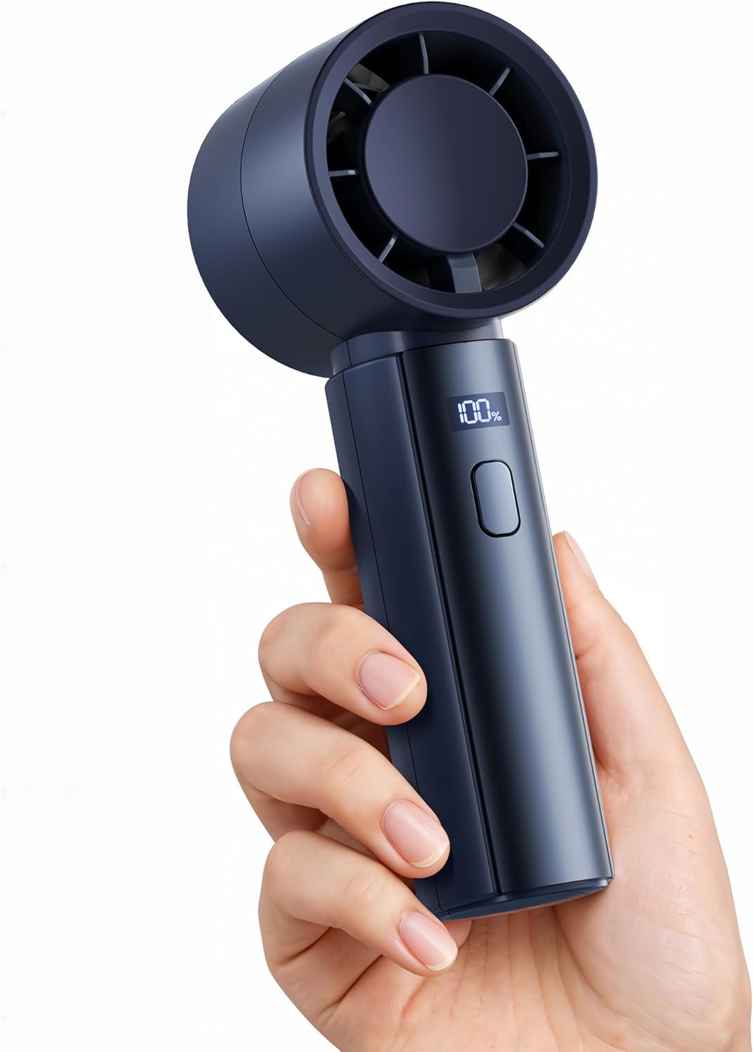 gaiatop Mini Handheld Fan Rechargeable, 1-100 High Speed Turbo Cooling, 4000mAh Battery Portable Pocket Small Hand Fan Powerful, Summer Outdoor Travel Essentials, Dad Gifts for Men Women, Navy Blue