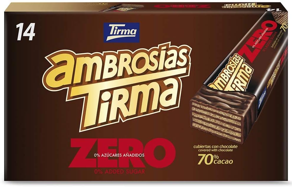 Tirma 70% Dark Chocolate Wafers | No Added Sugars Ambrosias | Low Carb Wafer Bars | Chocolate Wafer Bars | 70% Cocoa Cream Filled Wafers | Keto Diet Friendly | Suitable for Diabetics | 14 pieces 301 g
