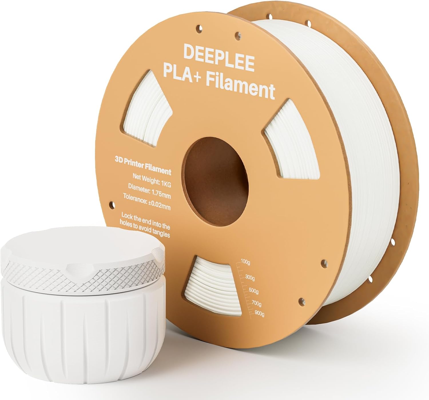 DEEPLEE PLA Plus 1.75mm Filament White 1kg, PLA+ 3D Printer Filament with Dimensional Accuracy +/- 0.02mm, Fits for Most FDM 3D Printers