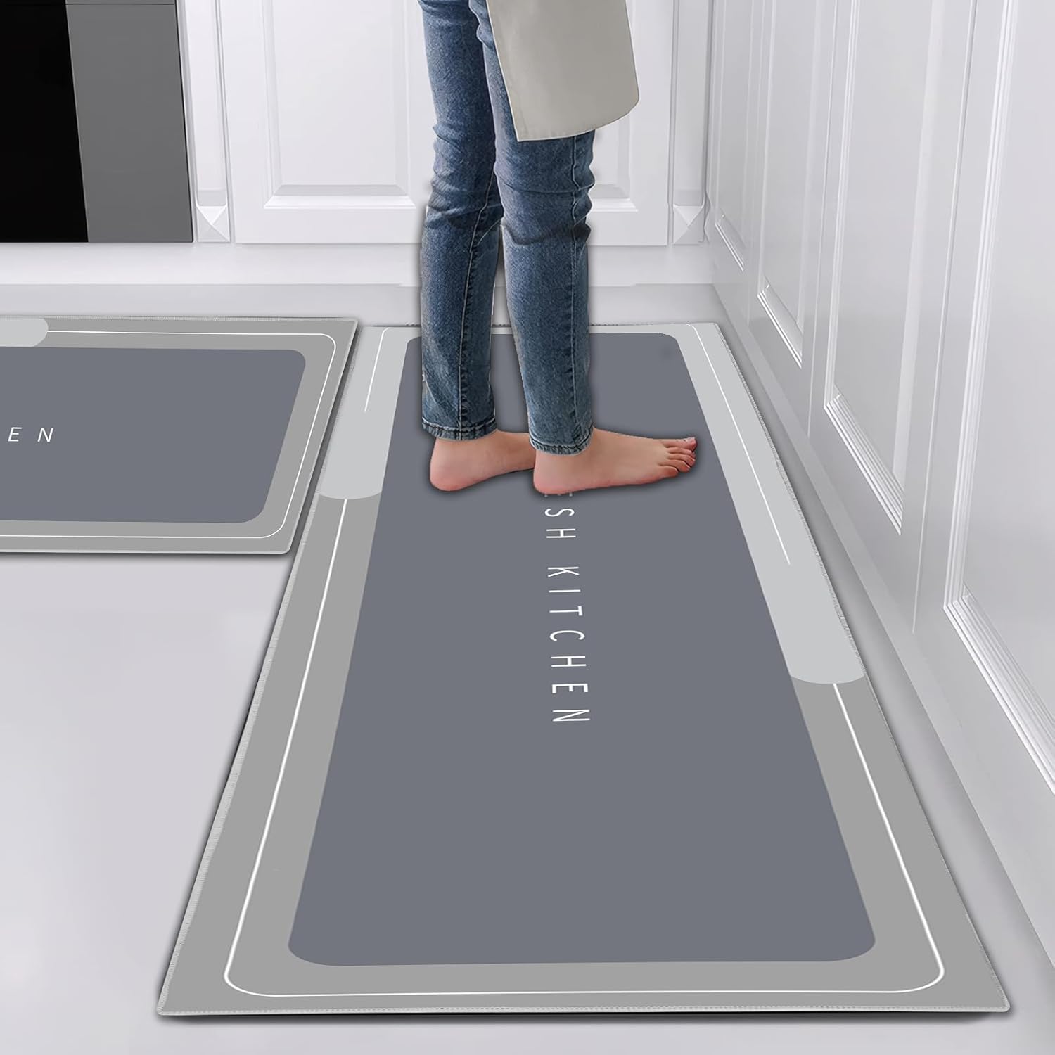 Hoimlm Kitchen Rug Set 2 Piece Non Slip and Anti Fatigue Kitchen Mat, Washable Mats and Rugs for kitchen,Hallway Runner Set, Dining Room, Entryway and Home Decoration Office