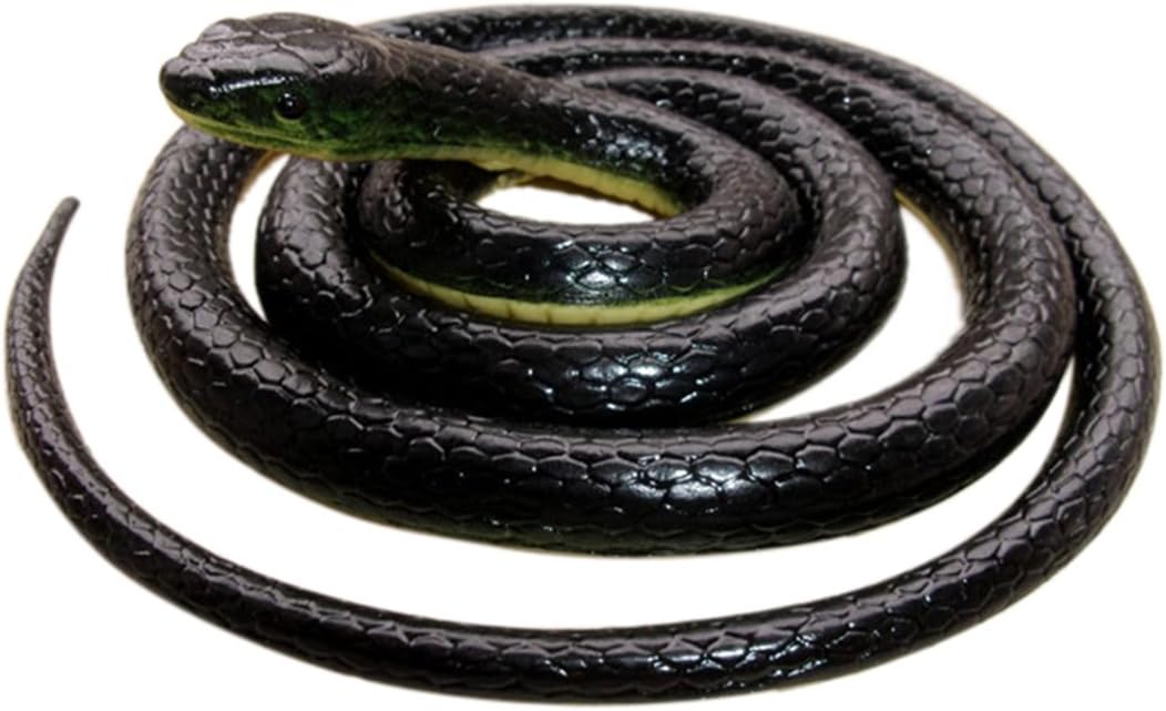 Brandon-super Realistic Rubber Black Snake 52 Inch Long Scare Toy