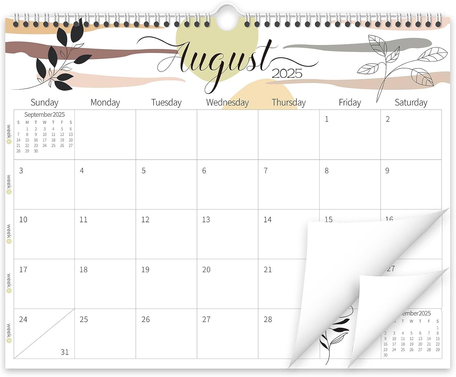 Guasslee Wall Calendar 2025-2026, 2025 Calendar Wall, 19-Month Planner Wall, 2025 Jun - 2026 Dec, 14" X 11" Monthly Calendar Spiral Bound with Thick Paper, Week Numbers for School Year Home Office