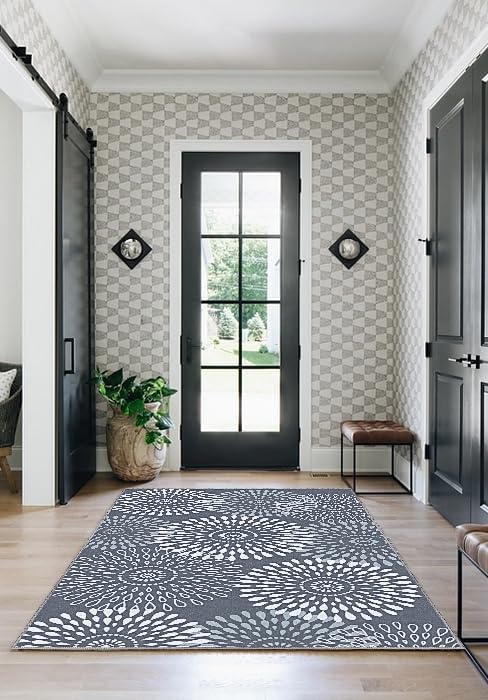 StepRite Runner Rug 3 x 5 ft, Washable Rugs, Hallway Runner Rugs, Kitchen Runner Rug Non Slip, Soft Runner with Rubber Backing for Kitchen, Hallway, Laundry, Bedroom, Living Room(Grey)