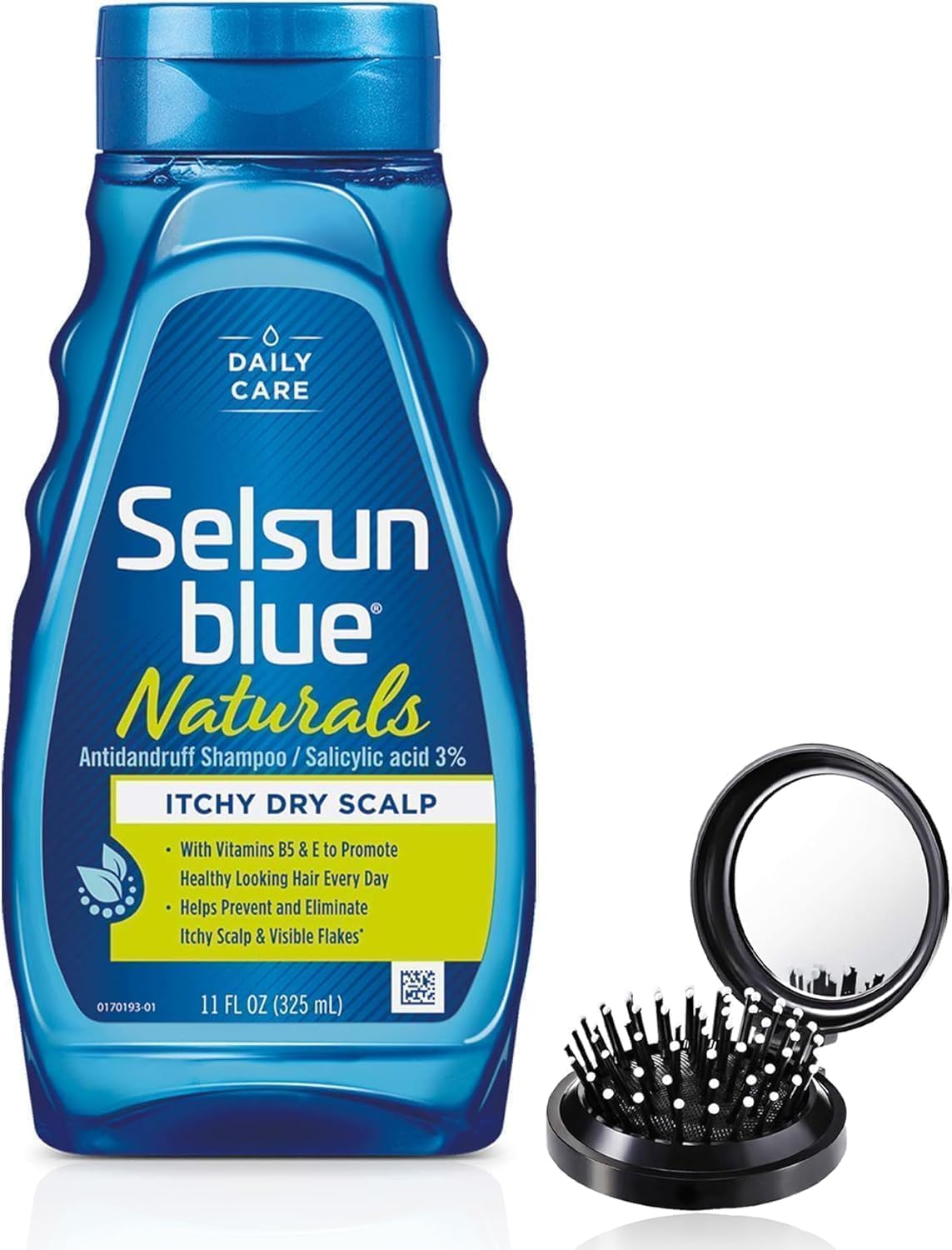 LUXPAKS Hairbrush Bundled with Celsun Blue Naturals Dandruff Shampoo – for Itchy Dry Scalp – 11 fl. oz.