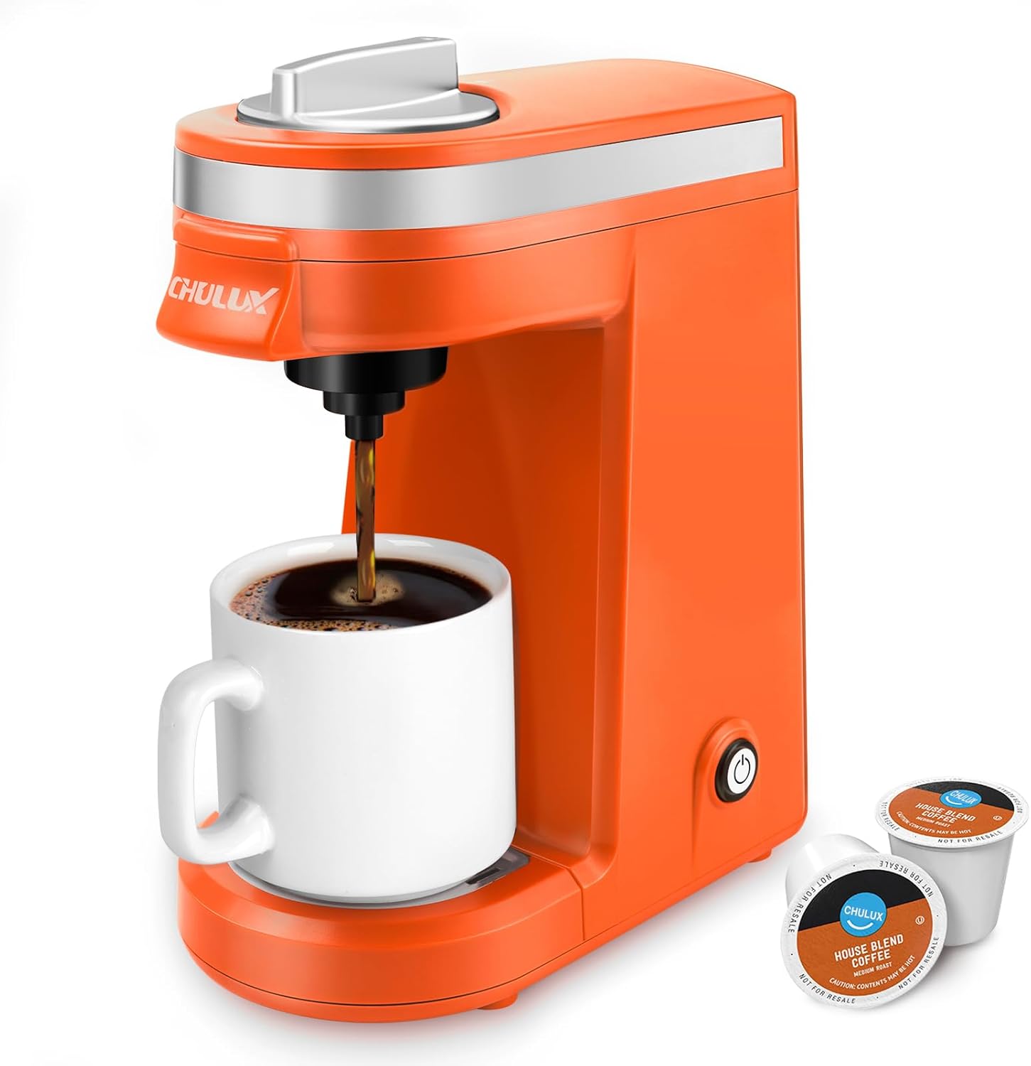 CHULUX Mini Coffee Maker for K Capsule, Single Serve Coffee Maker for One Cup Americano, Lightweight Pod Coffee Machine, Orange