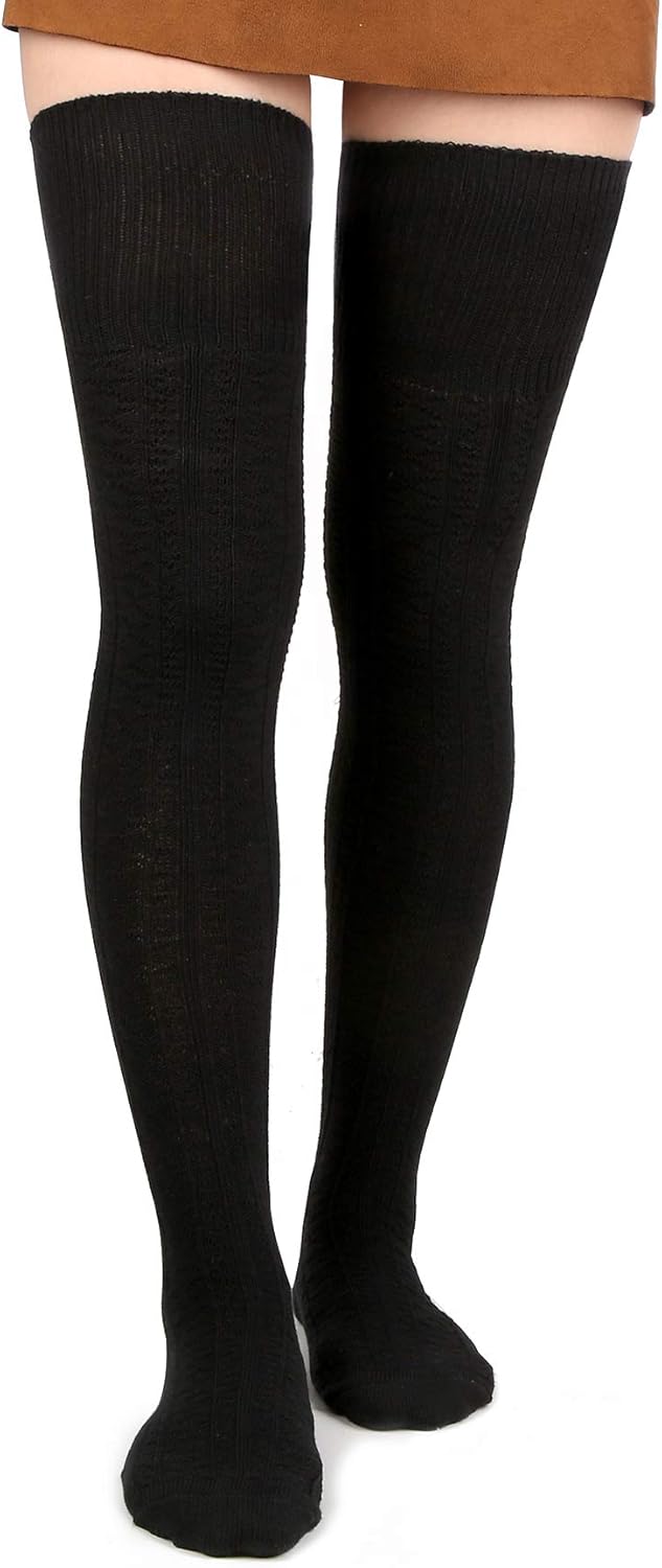 Women Thigh High Socks Extra Long Cotton Knit Warm Thick Tall Long Boot Stockings Leg Warmers