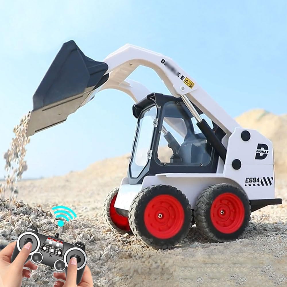 RC Skid Steer Loader 1/14 11 Channel Remote Control Bulldozer Crawler with Lights Sound 2.4G Full Function RC Front Loader Tractor Excavator Toys Construction Vehicle Engineering Truck