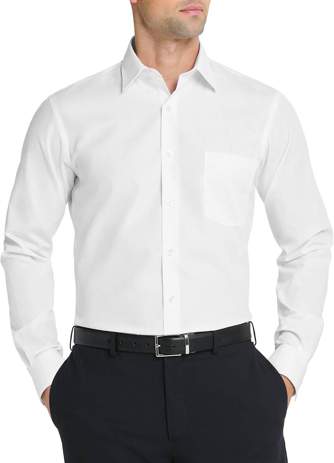 Van Heusen Mens Dress Shirt Regular Fit Poplin Solid