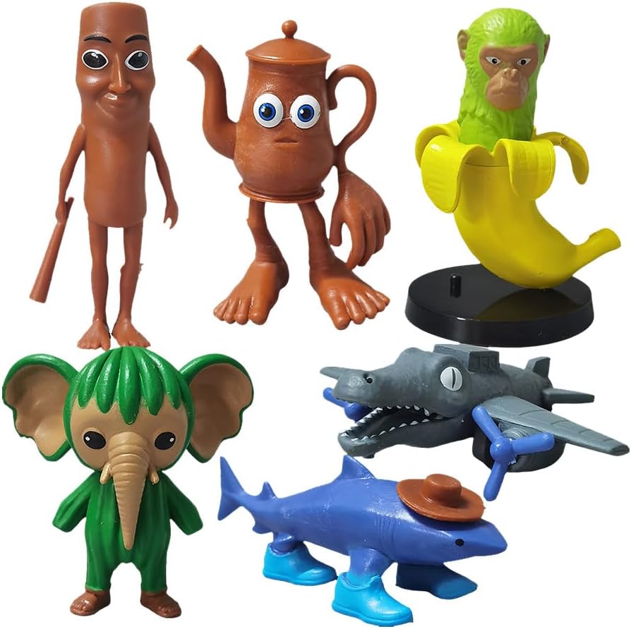 KOBONA Dlishka Italian Brainrot Figures, Tralalero Tralala Action Figure Set, Tung Tung Tung Sahur Brainrot, Italian Brainrot Figures, Collectible Animals Figurine Doll Gifts for Fans
