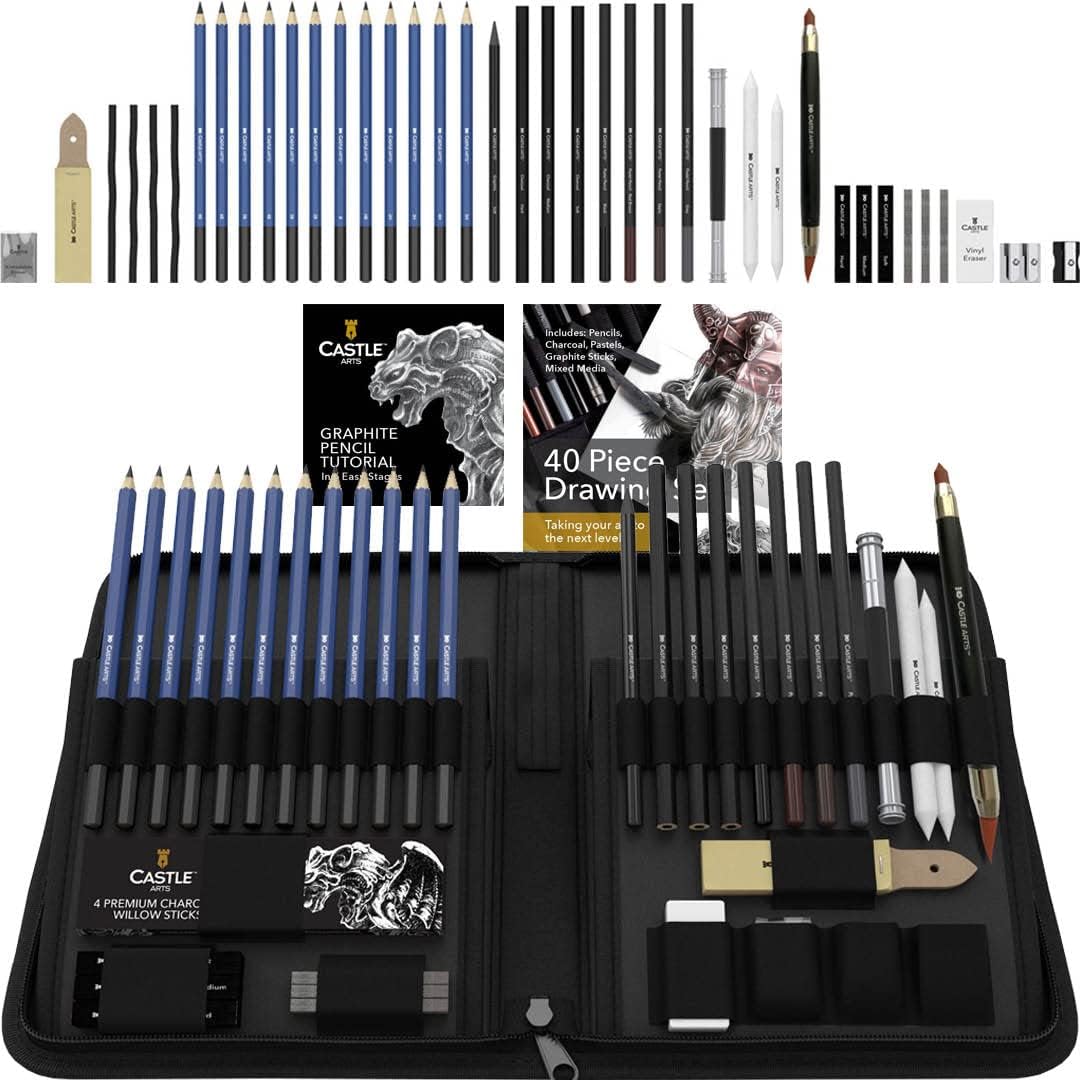 Castle Art Supplies 40 Piece Drawing and Sketching Set for Adults