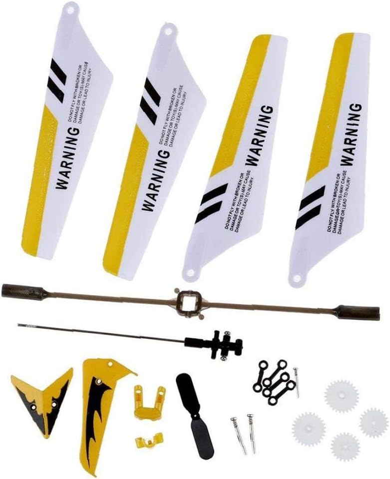 Full Replacement Parts Set for Syma S107 / S107G RC Helicopter, Main Blades,Tail Decorations,Tail blade,Balance Bar,Connect Buckle, Inner Shaft. Yellow Set-