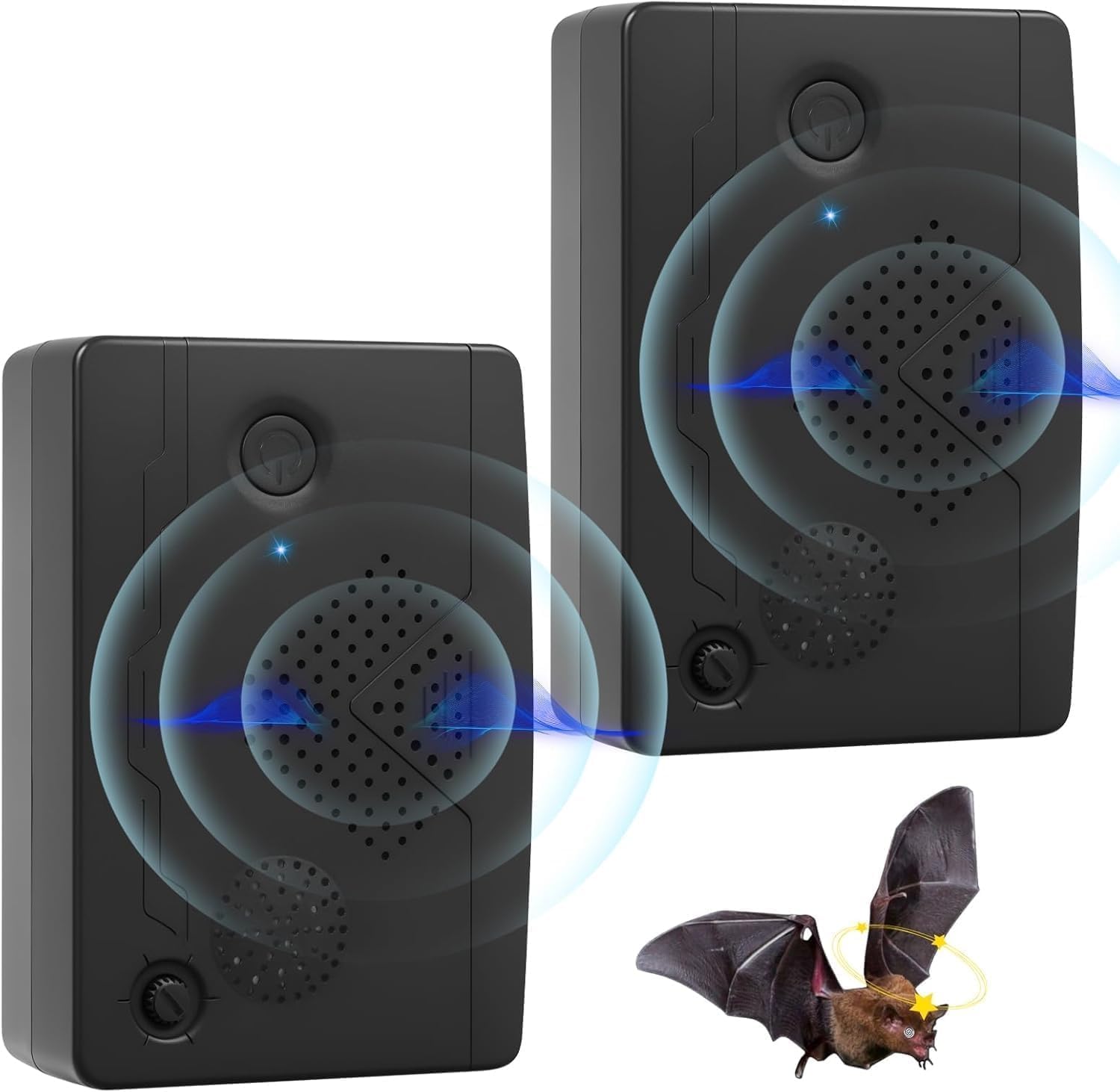 2Pack Ultrasonic Bat Repellent Outdoor for Attic,Bat Deterrent Devices Getting Rid of Bats,Bat Repellent Ultrasonic Indoor to Keep Bats Away from Porch,Upgraded Rechargeable Bat Repellent Outdoor