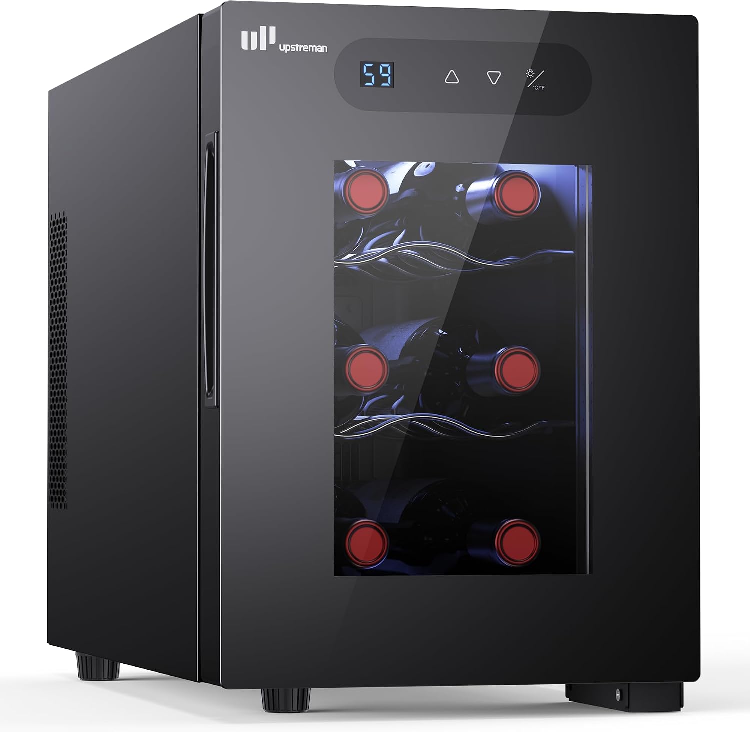 Upstreman Small Wine Cooler Fridge Holds Up To 6 Bottles 5-18 °C