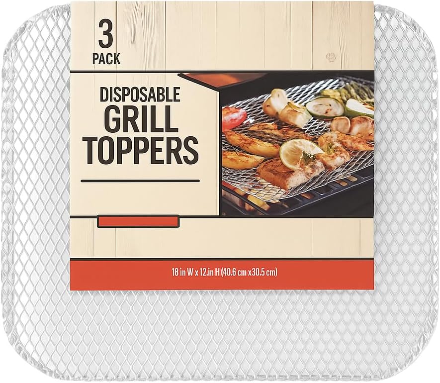 BROTHER'S PLASTIC Aluminum Disposable Grill Toppers 16x12 Inch – 3 Pack Heavy-Duty Foil BBQ Liners for Gas and Charcoal Grills, Easy Cleanup