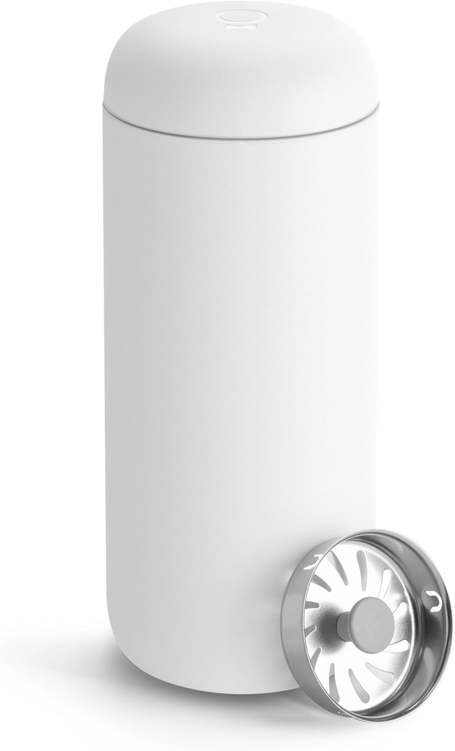 Fellow 16 oz Carter Move Travel Mug - Vacuum-Insulated Stainless Steel Travel Coffee Mug - Coffee Tumbler with Ceramic Interior and Splash Guard - Matte White