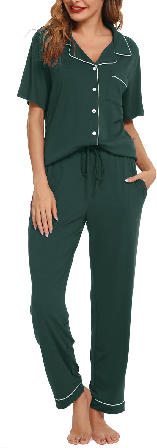Lovasy Pyjamas for Women Soft Ladies Pyjamas Classic Pjs for Women Sets Cosy Womens Pyjamas Sets Pajamas Loungewear with Pockets