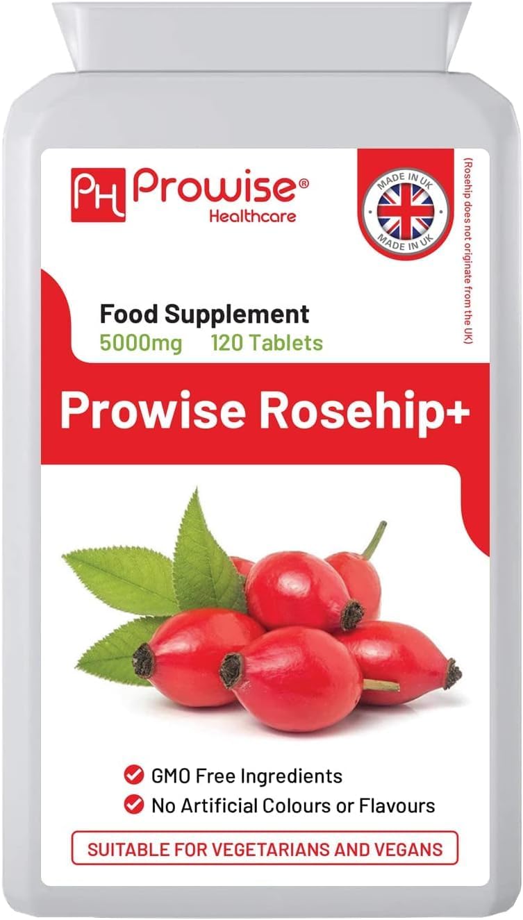Rosehip+ 5000mg 120 Vegan Tablets | 4 Months’ Supply | High Strength Rosehip Supplements for Joint Support & Health | Made in UK by Prowise Healthcare