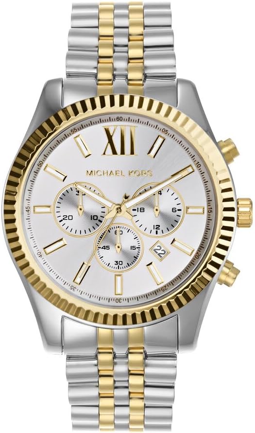 Michael Kors Lexington Watch for Men, 45mm Quartz Chronograph Movement with Stainless Steel Strap