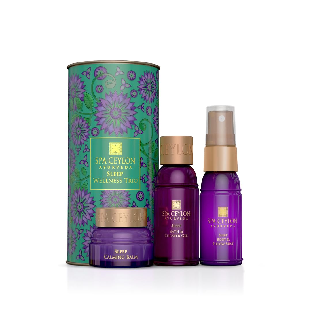 SPA CEYLON Sleep Wellness Trio Set, Restful Spa Essentials for Nourished Skin, Natural Ingredients, Ayurvedic, (Lavender)