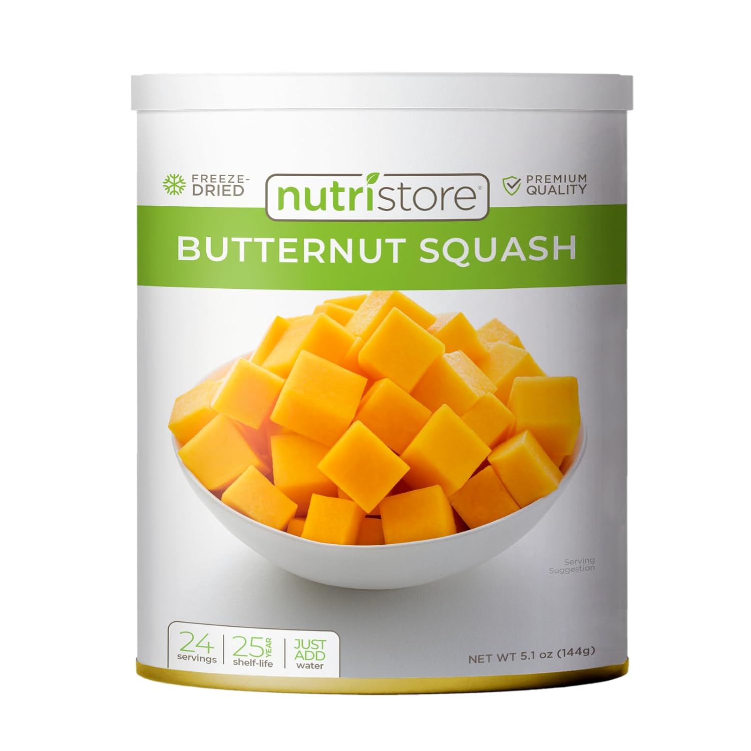 Nutristore Freeze Dried Butternut Squash | Vegetables for Healthy Snack or Long Term Storage | Emergency Survival Canned Food Supply | Bulk #10 Can Veggies | 25 Year Shelf Life | 24 Servings