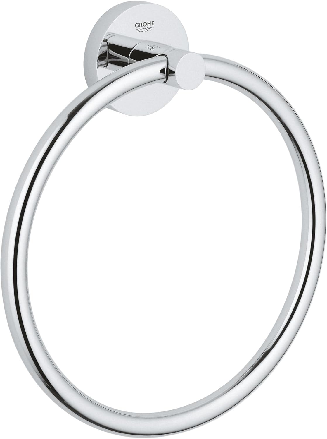 GROHE Start QuickFix Towel Ring (Metal, Concealed Fastening, Including Screws and Dowels, Extra Easy to Fit with GROHE QuickGlue), Size 200 mm, Chrome, 41174000
