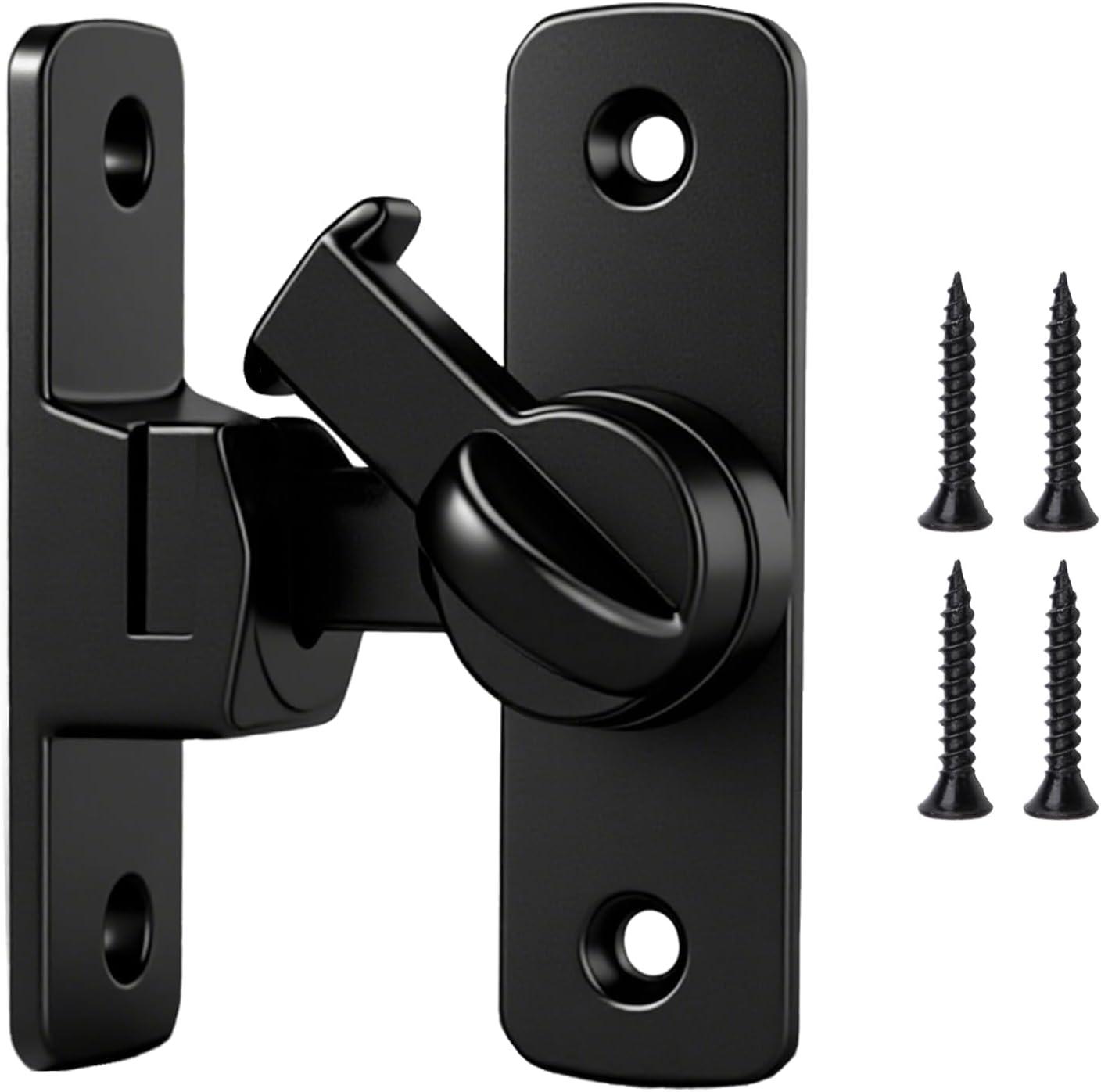 90/180 Degree Door Lock, Black Gate Flip Sliding Barn Gate Lock, Small Latch for Lockable Security Sliding Doors Hardware with Screws for Interior Kitchens, Bedrooms, Study, Bathrooms, Cabinet