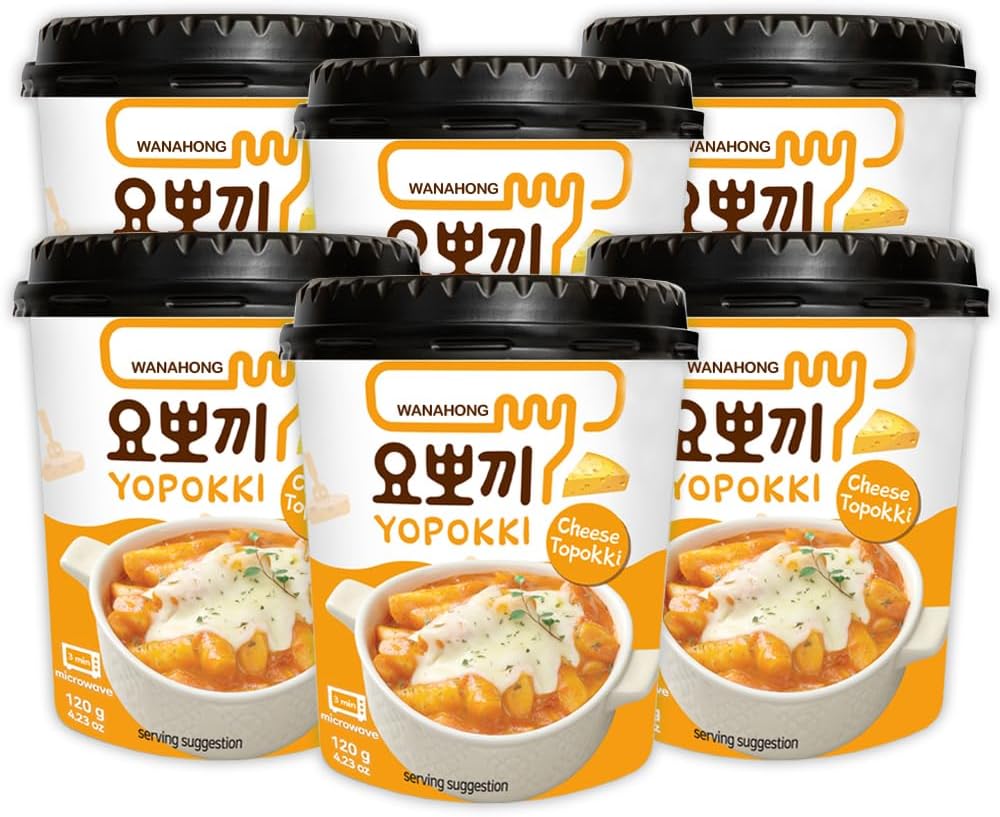 WaNaHong Yopokki Topokki Tteokbokki Rice Cake with CHEESE (Pack of 6)
