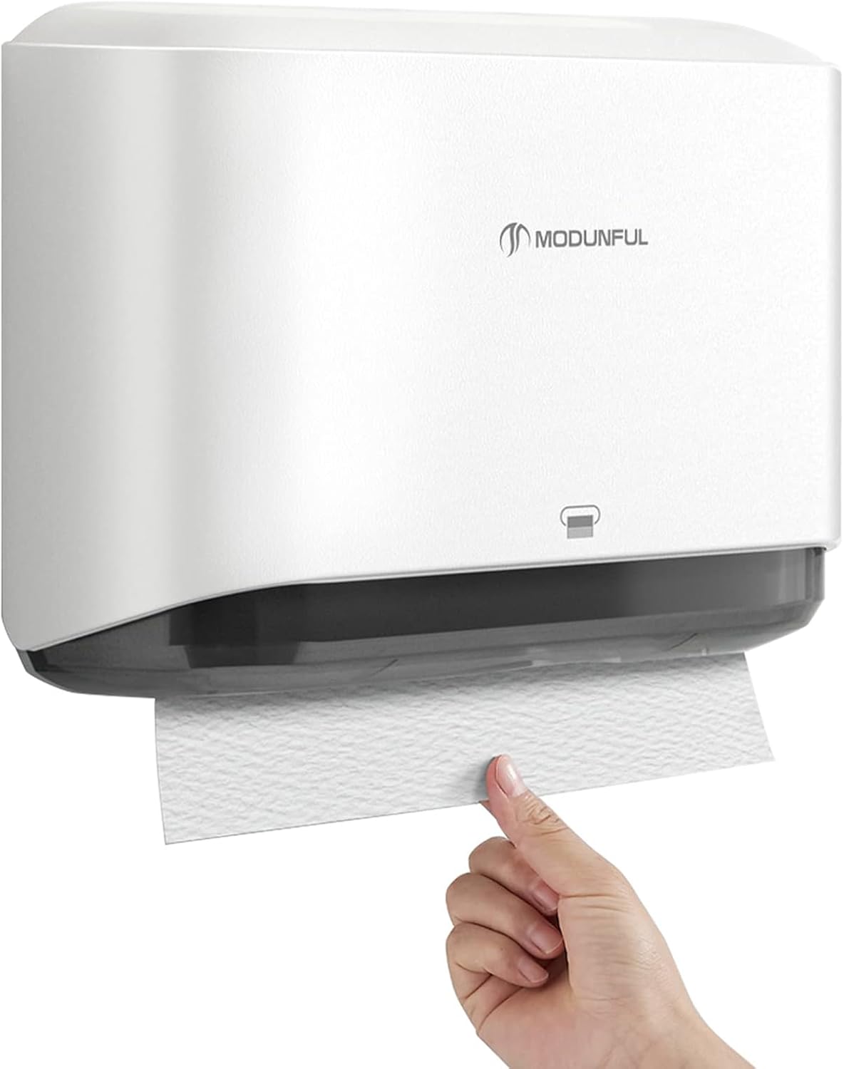 modunful Paper Towel Dispenser Wall Mounted, Multifold Hand Towel Dispenser, Z-Fold Paper Towel Holder for Bathroom No Hole Installation, White ABS Cover