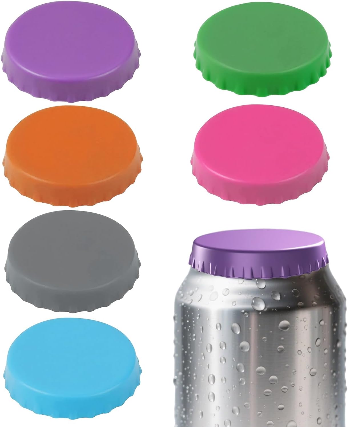 6 Pcs Silicone Can Lids for Fizzy Drinks – Reusable Soda Can Covers with Seal, Leak-Proof Drink Savers, Multi-Colored Can Tops for Carbonated Beverages & Soft Drinks (UK Standard)