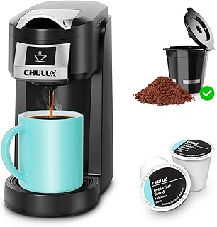CHULUX Classic 2 in 1 Single Serve Coffee Maker for K Cup & Ground Coffee, One Button Easy Coffee Machine for Office, RV, Travel and Dorm, Included Coffee Filter, Black