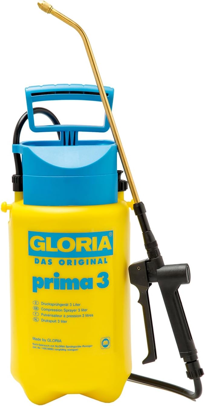 GLORIA Prima 3 Pressure Sprayer | Garden Sprayer | 3 Litre Capacity | Adjustable Brass Nozzle | Compact for the Small Garden
